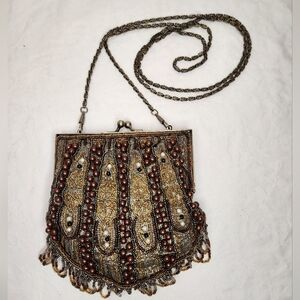 Romantic Beaded Satin Clutch Purse
